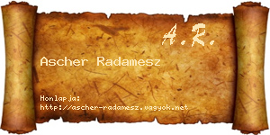 Ascher Radamesz névjegykártya